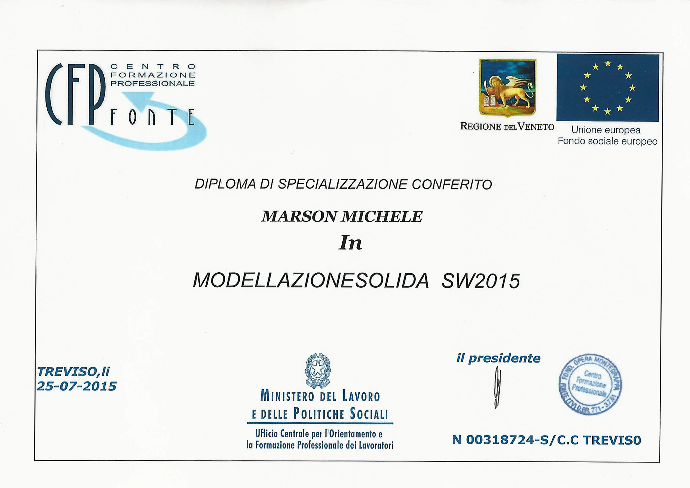 Diploma in modellazione solida SW2015 - Michele Marson